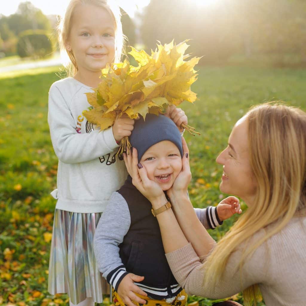 Happy family with children in the park